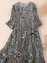 Femmes Floral Gris Col Rond Confortable Imprimé Robe Maxi Décontracté