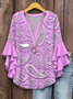 Blouses Simple Motif Cachemire Été Faire la navette Coupe Régulière Demi Manche Régulier Trapèze Régulier pour Femmes