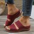 Sandales Femme Décontracté Plain Été Cuir Cuir à Talon Plat Toit ouvert Sandales Antidérapantes polypropylène