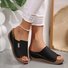 Sandales Femme Décontracté Plain Été Zip Quotidien Cuir Cuir Talon Bas Toit ouvert
