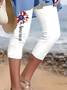 Pantalons De Yoga Drapeau des États-Unis Décontracté Été Polyester Coupe Régulière Corsaire Pantalon coupe slim Droit Régulier pour Femmes