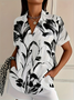 Chemises Femmes Décontracté Floral Été Imprimé Micro-élasticité Quotidien Ample Droit Col de Chemise