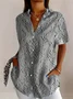 Chemises Décontracté Floral Été Polyester Micro-élasticité Ample Droit Régulier Col de Chemise pour Femmes