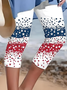 Pantalons De Yoga Femmes Rétro Été Motif d'Étoile Naturel Aucune élasticité Coupe Régulière Taille Élastique Corsaire Pantalon coupe slim