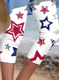 Pantalons De Yoga Femmes Décontracté Été Le jour de l'indépendance (Drapeau) Naturel Aucune élasticité Quotidien Taille Élastique Pantalon coupe slim Régulier