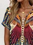 T-shirts Femmes Décontracté Plume Été Coton Col V Micro-élasticité Quotidien Manches Courtes Régulier