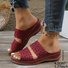 Sandales Femme Décontracté Plain Été Cuir Cuir à Talon Plat Toit ouvert Sandales Antidérapantes polypropylène