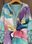 Blouses Fête Floral Été Col V Faire la navette Demi Manche Régulier Trapèze Régulier pour Femmes
