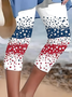 Pantalons De Yoga Femmes Rétro Été Motif d'Étoile Naturel Aucune élasticité Coupe Régulière Taille Élastique Corsaire Pantalon coupe slim