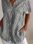 Chemises Décontracté Floral Été Polyester Micro-élasticité Ample Droit Régulier Col de Chemise pour Femmes