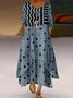 Femmes Rayé Bleu Col Rond Confortable Robe Maxi Rétro