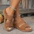 Sandales Femme Décontracté Plain Été Cuir Cuir à Talon Plat Toit ouvert Sandales Antidérapantes polypropylène