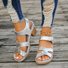 Sandales Femme Décontracté Plain Été Cuir Cuir Toit ouvert Velcro Caoutchouc Sandales à talons épais