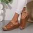 Sandales Femme Décontracté Plain Été Zip Quotidien Cuir Cuir Talon Bas Toit ouvert