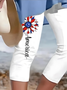 Pantalons De Yoga Drapeau des États-Unis Décontracté Été Polyester Coupe Régulière Corsaire Pantalon coupe slim Droit Régulier pour Femmes