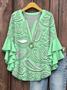 Blouses Simple Motif Cachemire Été Faire la navette Coupe Régulière Demi Manche Régulier Trapèze Régulier pour Femmes