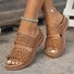 Sandales Femme Décontracté Plain Été Cuir Cuir à Talon Plat Toit ouvert Sandales Antidérapantes polypropylène