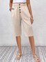 Pantalons Femmes Semi-formel Plain Été Naturel Journée Pantalons à Jambe Large Droit Régulier Cinquième pantalon