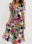 Femmes Floral Vert Col V Confortable Imprimé Robe Maxi Rétro