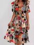 Femmes Floral Vert Col V Confortable Imprimé Robe Maxi Rétro