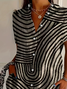 Chemises Décontracté Été Abstrait Rayé Polyester Quotidien Ample Manches Courtes Régulier Col de Chemise pour Femmes