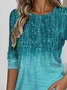 T-shirts Femmes Décontracté Printemps / Automne Motif dégradé Aucune élasticité Quotidien Jersey Manches Longues Régulier Non