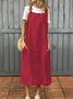 Femmes Plain Corail à Bretelles Confortable Robe Maxi Décontracté