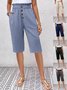 Pantalons Femmes Semi-formel Plain Été Naturel Journée Pantalons à Jambe Large Droit Régulier Cinquième pantalon