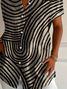 Chemises Décontracté Été Abstrait Rayé Polyester Quotidien Ample Manches Courtes Régulier Col de Chemise pour Femmes