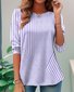 T-shirts Rayé Décontracté Printemps / Automne Ample Jersey Manches Longues Col Rond Régulier Régulier pour Femmes