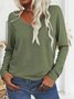 Blouses Femmes Décontracté Plain Printemps / Automne Coton Col V Quotidien Meilleure vente Manches Longues Droit