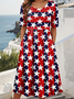 Femmes Motif d'Étoile Comme Image Col Rond Confortable Robe Maxi Décontracté