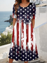 Femmes Motif d'Étoile Comme Image Col Rond Confortable Robe Maxi Décontracté