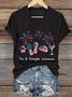 T-shirts Femmes Décontracté Été Le jour de l'indépendance (Drapeau) Polyester Quotidien Manches Courtes Régulier Trapèze Régulier