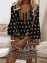 Femmes Ethnique Comme Image Col V Confortable Robe Mi-Longue Boho