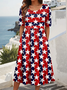 Femmes Motif d'Étoile Comme Image Col Rond Confortable Robe Maxi Décontracté