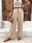 Pantalons Décontracté Plain Printemps / Automne Coton Naturel Micro-élasticité Coupe Régulière Pantalon droit Long pour Femmes