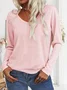 Blouses Femmes Décontracté Plain Printemps / Automne Coton Col V Quotidien Meilleure vente Manches Longues Droit
