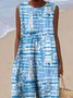 Femmes Mer bleue Col Rond Confortable Robe Maxi Décontracté