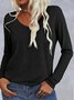 Blouses Femmes Décontracté Plain Printemps / Automne Coton Col V Quotidien Meilleure vente Manches Longues Droit