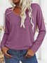 Blouses Femmes Décontracté Plain Printemps / Automne Coton Col V Quotidien Meilleure vente Manches Longues Droit