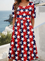 Femmes Motif d'Étoile Comme Image Col Rond Confortable Robe Maxi Décontracté
