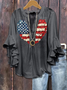 Blouses Simple Été Drapeau des États-Unis Coton Domestique Coupe Régulière Demi Manche Régulier Régulier pour Femmes