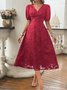 Femmes Floral Bleu Marine Col V Confortable Robe Maxi Sexy