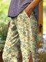 Pantalons Décontracté Floral Été Naturel Micro-élasticité Quotidien Trapèze Régulier Cinquième pantalon pour Femmes