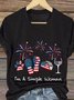T-shirts Femmes Décontracté Été Le jour de l'indépendance (Drapeau) Polyester Quotidien Manches Courtes Régulier Trapèze Régulier
