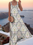 Femmes Floral Comme Image Col Rond Confortable Robe Mi-Longue Décontracté