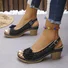 Sandales Décontracté Plain Été Quotidien Cuir Talon de Bloc Toit ouvert Sandales Antidérapantes Boucle Réglable pour Femmes