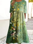 Femmes Floral Comme Image Col Rond Confortable Robe Maxi Décontracté