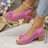Sandales Décontracté Plain Été Quotidien Cuir Talon de Bloc Toit ouvert Sandales Antidérapantes Boucle Réglable pour Femmes